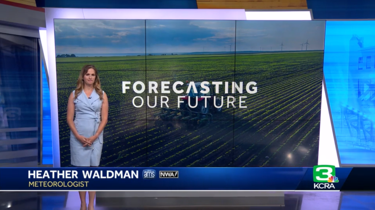 screenshot of the KCRA meteorologist delivering the news